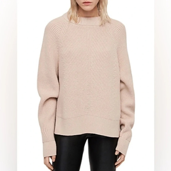 All Saints Sweaters - AllSaints Sylvie Oatmeal Jumper Cashmere Wool Blend Sweater Nude Pink Size Large
